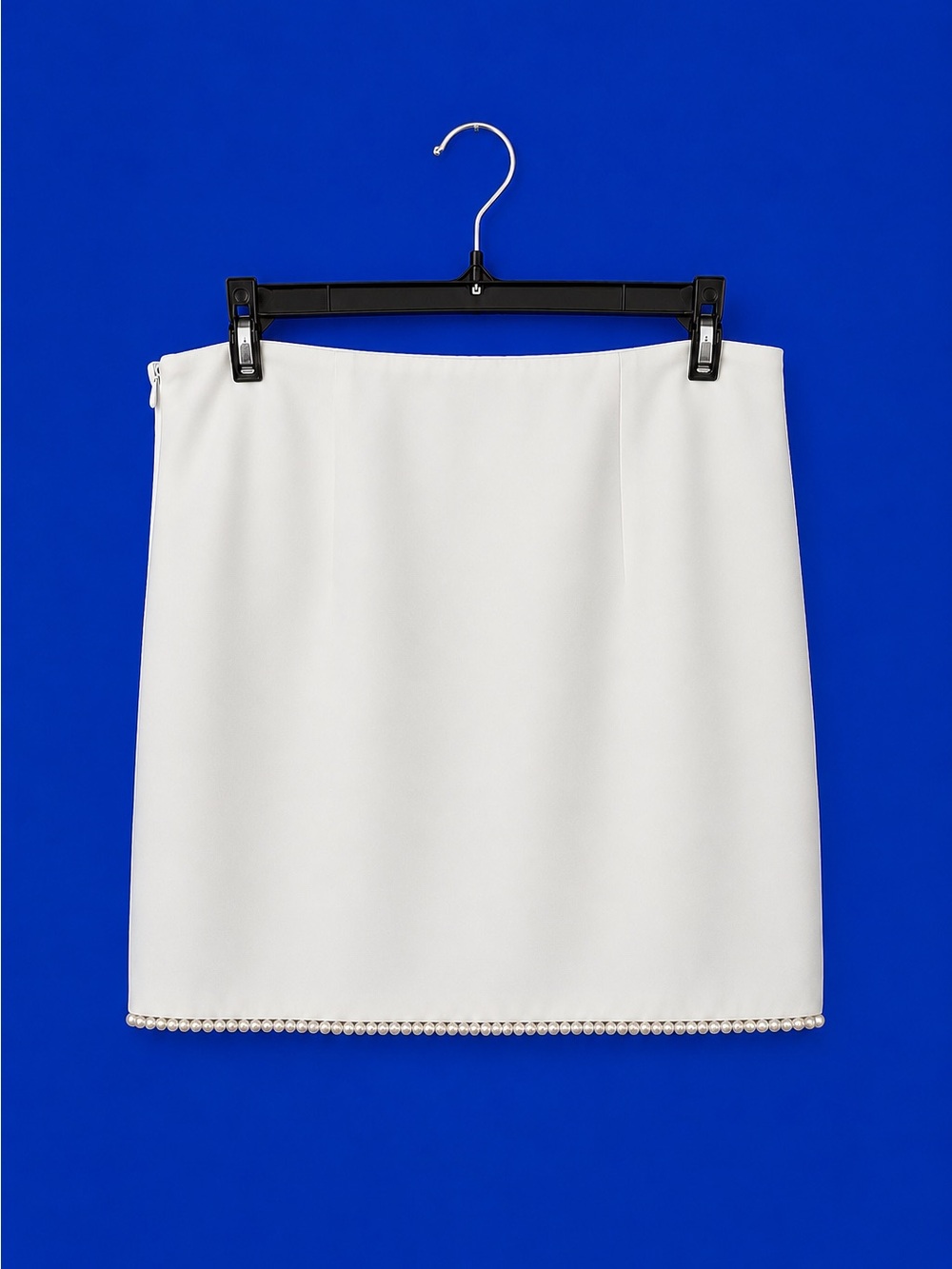 White Pearl-Trim Mini Skirt